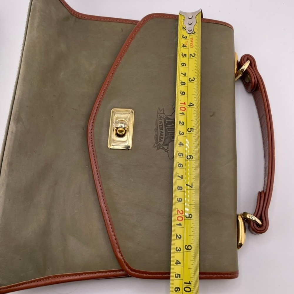 Vintage Emuri Australia Olive Green Leather Satchel Top Handle Bag - Picture 14 of 14